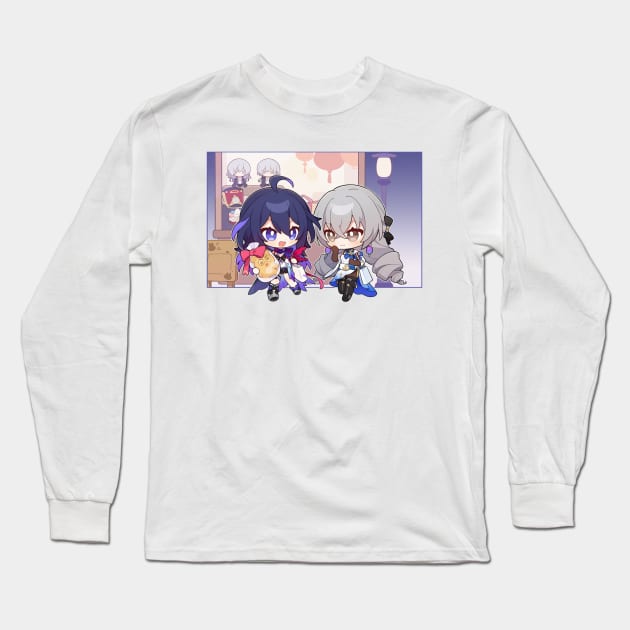 Honkai Star Rail Chibi Seele and Bronya Long Sleeve T-Shirt by HoyoStan